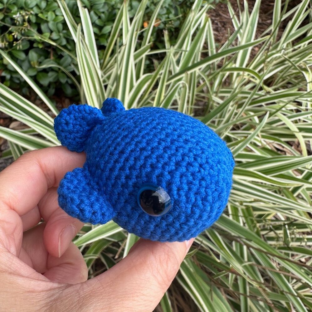 Crochet Baby Blue Whale Figurine, Cute Marine Baby Blue Whale Toy , Amigurumi